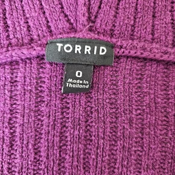 Torrid Ribbed Tunic Hoodie Sweater Plum Purple Long Sleeve V-Neck Women’s Large - Picture 9 of 12